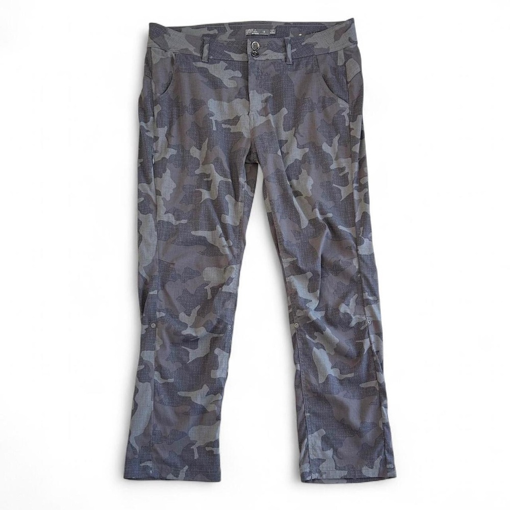 PrAna Grey Camouflage Low Rise Convertible Length Bootcut Cargo Pants Size 14